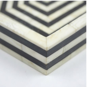 Handmade Modern Geometric Hexagonal Marble Effect Bone Inlay <b>Decorative</b> Tray Abstract Pattern <b>Panel</b> Design Single Piece - Product Image 2