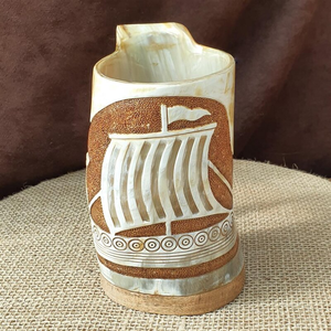 Handmade Handcrafted Polished Modern Eco-Friendly Drinking Horn Mug Buffalo Horn Viking Tankard Raise Your Horn Celebrate Norse - Product Image 1