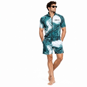 Ensemble deux pièces personnalisé pour homme : chemise zippée à col montant et short imprimé – Tenue sportive d'été - Product Image 2