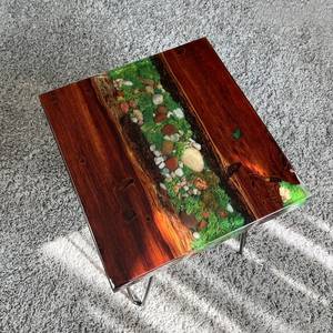 Emerald River Wooden Moss <b>Epoxy</b> <b>Table</b> Handmade Rustic Nature Inspired <b>Coffee</b> <b>Table</b> Artistic Pebble Forest Design Luxury Home - Product Image 6