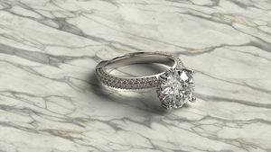 แหวนหมั้นเพชรทรงกลมเจียระไนแบบบริลเลียนท์เคลือบทอง 18K 14K เพชรเพาะเลี้ยงในห้องปฏิบัติการ ประดับด้วยวงแหวนรอบนอกแบบซ่อน และฝังเพชรแบบไมโครเพฟ  แบบโซลิแทร์  รับผลิตตามแบบ OEM เครื่องประดับสั่งทำพิเศษ - Product Image 3