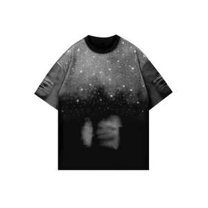 เสื้อยืดผู้ชายลายพ่นสีสไตล์สตรีทแวร์ แต่งคริสตัล ล้างสีแบบแอซิด ทรงปกติ แฟชั่นใหม่ คุณภาพสูง รับสกรีนโลโก้ ผ้าฝ้าย 100% - Product Image 3