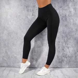 OEM Women's Yoga Fitness <b>Leggings</b> Solid Mid Four-Way Stretch Fabric Eco-Friendly Breathable for Sports Workout Active - Product Image 2