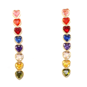 Antique Fashion Cubic Zirconia Gemstone Drop Shape 18K Gold Plated <b>Heart</b> Design Brass Metal Drop <b>Earring</b> For Women Wholesale - Product Image 1