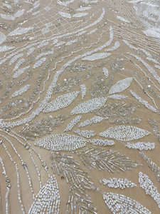 Tela de encaje bordada con cuentas doradas brillantes, malla de tul transparente para vestido de novia, prendas de alta costura, suministros de confección - Product Image 3