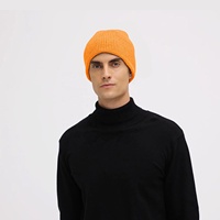 Bonnet de crâne uni à revers bonnet tricoté personnalisé épais bonnets de pêcheur 2025 pull Fluorescent couleur bonbon bonnet côtelé chapeau