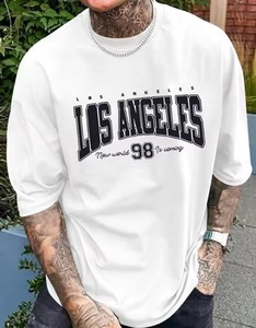Camiseta de Alta Calidad Personalizada para Hombre, 100% Algodón, Tejido de Punto, Casual, Talla Grande, Cuello Redondo, Hombros Caídos, Estilo Oversize - Product Image 3