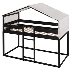 Letto a Castello in Legno per Bambini con Tenda, Modello Espresso Twin Over Twin, SKU Vecchio LT000708AAP - Product Image 5