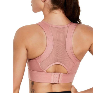 Nouveau soutien-gorge de sport ajustable pour filles, côtelé, respirant, à maintien élevé, avec bretelles croisées et logo frontal, idéal pour le yoga, le fitness et la gym - Vente flash - Product Image 2