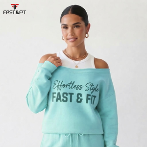 Sudadera Deportiva Personalizada con Logotipo para Mujer, Nuevo Diseño con Hombros Caídos, Cuello Redondo y Manga Larga para Otoño e Invierno, Estampada - Product Image 4