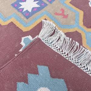 Alfombras Dhurrie de algodón hechas a mano Flatweave para uso en sala de estar y dormitorio suaves y duraderas con estilo 001 - Product Image 4