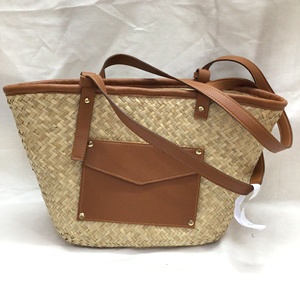 Woven Seagrass Tote <b>Bag</b> <b>Straw</b> Handbag Summer Shoulder Purse for Travel Beach Daily Use - Product Image 1