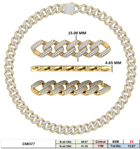 สร้อยคอทองคำ 14K ชุบโรเดียม แบบคิวบัน ประดับเพชร CVD เพาะเลี้ยงในห้องปฏิบัติการ ระดับ EF VVS VS  ฝังเพชรแบบพาเว่ ดีไซน์หรูหราจาก HASTMILAP JEWELS - Product Image 5