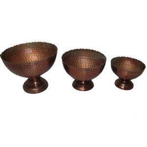 Ensemble de bols de service en cuivre martelé à la main, bol à fruits en métal antique, bol décoratif sur pied pour centre de table, décoration de table, hôtel, mariage - Product Image 1