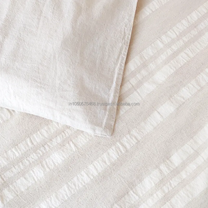 100% cotton trải giường nhà tấm phẳng vết sọc trải giường mã hóa khách sạn lanh thân thiện với môi Trắng khách sạn tấm ga trải giường - Product Image 3