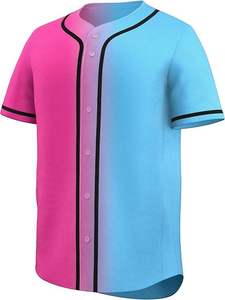เสื้อเบสบอลแบบยูนิเซ็กซ์ แขนสั้น สีชมพู-น้ำเงิน ผ้าตาข่ายระบายอากาศ โพลีเอสเตอร์ ทรงปกติสำหรับผู้ใหญ่ ติดกระดุมด้านหน้า ปักชื่อได้ - Product Image 3