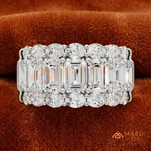 Luxury Statement <b>Ring</b> 925 Sterling <b>Silver</b> <b>Emerald</b> and Oval Cut Lab Diamond Wedding <b>Ring</b> for Women <b>Emerald</b> Cut wedding bands. - Product Image 1