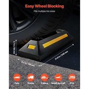 Juego de 2 tope de estacionamiento de alta resistencia de 21.6 pulgadas con tiras reflectantes, de goma, para garajes, curvas de estacionamiento premium para garajes - Product Image 2