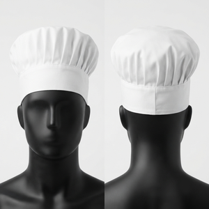 Toque de chef unisexe en polycoton imperméable de qualité supérieure 200 GSM, blanche, douce et confortable, avec broderie personnalisée et logo tissé - Product Image 1