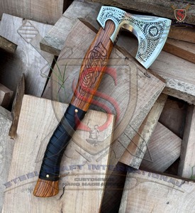 Hacha Vikinga de Doble Hoja Forjada a Mano con Mango de Madera de Palisandro, Acero con Alto Contenido de Carbono, Herramienta de Supervivencia DIY - Product Image 5