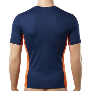 Camiseta de Compresión de Manga Larga para Hombre, Azul Marino con Panel Naranja, Ropa Deportiva para Gimnasio, Fitness, Running, Ropa Deportiva de Alto Rendimiento, Capa Base Atlética - Product Image 2