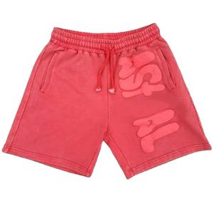 กางเกงขาสั้นลายสก็อตสำหรับผู้หญิงเอวยางยืดพิมพ์โลโก้ด้านหน้าและด้านหลังแบบปรับแต่งได้ระบายได้ดีพร้อมฟอกสีอ่อน - Product Image 2