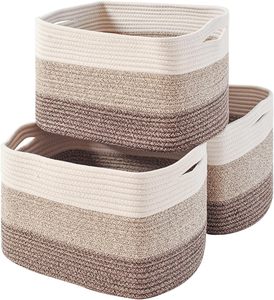 Paniers de rangement pour étagères, bacs en corde de coton tressée pour l'organisation de la chambre de bébé, organisateur de livres, jouets et serviettes - Product Image 1
