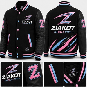 Veste universitaire ZIAKOT pour homme, noire, rose, violette, avec logo Z imprimé par transfert thermique, vêtement décontracté pour l'automne et l'hiver - Product Image 6