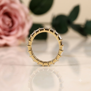 925 Sterling <b>Silver</b> <b>Emerald</b> Cut Moissanite Eternity Band <b>Ring</b> 18K Gold Plated Wedding Anniversary Stackable <b>Ring</b> Women - Product Image 4