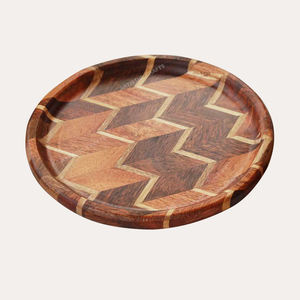 Vente chaude d'artisanat indien assiettes de service en bois écologiques plats de collation vaisselle - Product Image 4