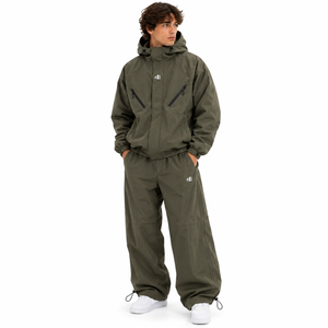 Conjunto de Chaqueta Cortavientos con Capucha Personalizada para Hombre, Impermeable, Estilo Urbano, con Cremallera Completa, Pantalones Deportivos Anchos y Holgados, Venta al Por Mayor - Product Image 3