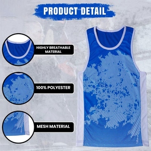 Uniforme de Boxeo de Cintura Alta Azul y Blanco de Poliéster Transpirable para Artes Marciales, para Entrenamiento y Competencia, Unisex - Product Image 6