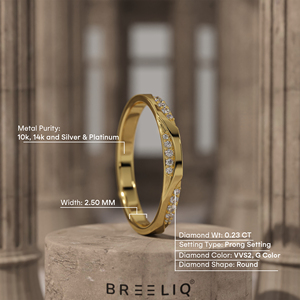 แหวนแต่งงานเพชรทรงโค้ง ทองคำขาว 14K แหวนเพชรทรงกลมแบบฝังช่อง ดีไซน์เรียบหรู สามารถสวมซ้อนกันได้ เครื่องประดับชั้นดี - Product Image 2