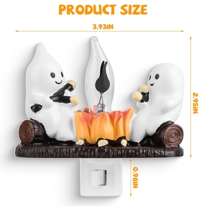 2 pz fantasma falò notte luce tremolante fiamma 3D divertente decorazione di Halloween per camera da letto regalo per gli amici e la famiglia - Product Image 6