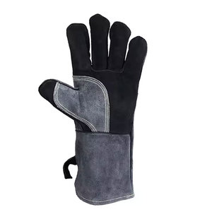 10 Inch Cowhide Yellow White Heat Resistant Powder-free Silicone-free Abrasion Resistance Anti-Smash Anti-Slip Safety Gloves - Product Image 2