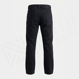 Men's Dark Wash Straight-Leg <b>Denim</b> Jeans High Waist Regular Fit Cotton Casual Autumn Style - Product Image 2