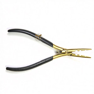 Gold Professional 3 Hole Multi Hole Hair Extension Micro Ring Pliers Stainless Steel Bead Crimping& Removal Tool Non-Slip Handle - Product Image 1