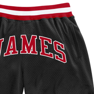 Shorts de basket-ball en mesh sublimé noir et rouge pour hommes, légers, en polyester, uniforme de basket-ball, entraînement, vêtements de sport - Product Image 3
