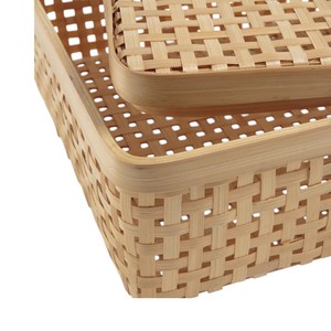 Rectangular Bamboo Picnic <b>Basket</b> Handcrafted Slatted Bamboo <b>Hamper</b> with Lid Luxury Storage Presentation Case - Product Image 3