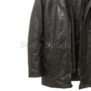 Men's Black Leather Jacket <b>Fur</b> Collar Winter Shearling Coat Genuine Sheepskin Belted Warm Fleece Outerwear Jackets - Product Image 4