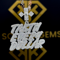 Pendentif Hip Hop Moissanite en Argent Sterling Plaqué Or Blanc, Design Étoile et Lune, Bijou Tendance Chic et Enchanté