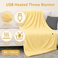 Couverture chauffante 80x150cm en polaire douce, alimentée par USB, 3 niveaux de chaleur, lavable en machine, pour les voyages