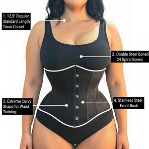 Black Cotton Underbust 24 Double Steel Boned Specially Waist Training Corset - Product Image 2