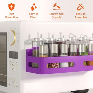 4 Pack Strong Magnetic Spice Rack for Refrigerator Multipurpose 4-Hook <b>Shelf</b> Organizer for <b>Kitchen</b> & Bathroom - Product Image 4