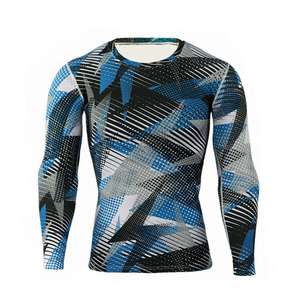 Chemises de compression respirantes de haute qualité à sublimation intégrale pour la gym et le fitness, manches longues, rashguard MMA, rashguard de natation pour hommes - Product Image 3