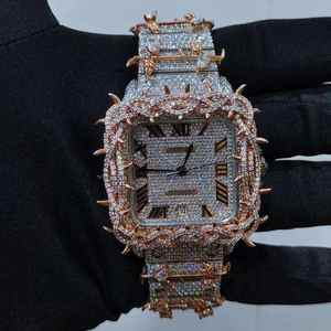 Stunning Shine Moissanite Diamond <b>Watch</b> With Fully <b>Iced</b> <b>Out</b> Face And Stainless Steel Band Designed For Fashion & Elegant Style - Product Image 1