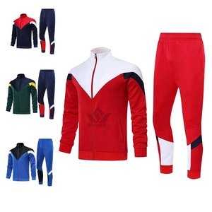 Conjunto Deportivo Rojo para Hombre, Chaqueta con Cierre Completo y Cuello Alto, Pantalones Deportivos con Detalles Negros, Ropa Deportiva Informal para Otoño - Product Image 3