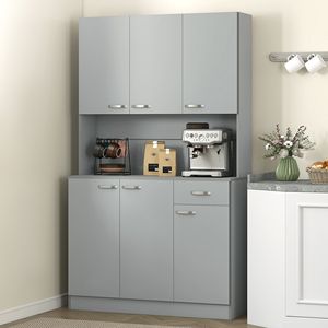 Elegante Mobile Buffet Grigio da 180 cm per Cucina con 6 Ante, Ripiani e Cassetto - Product Image 2