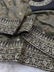 Sari Indio de Moda, Bellamente Diseñado, de Primera Calidad para Mujer, para Fiestas y Bodas, Listo para Usar en Invierno, el Más Vendido de Bollywood - Product Image 4