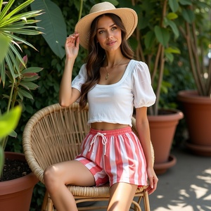 กางเกงขาสั้นเอวสูงน้ำหนักเบาสำหรับเด็กผู้หญิงวัยรุ่นผ้าคอตตอนเนื้อนุ่มใส่สบายพอดีตัวสีชมพูพีช - Product Image 5